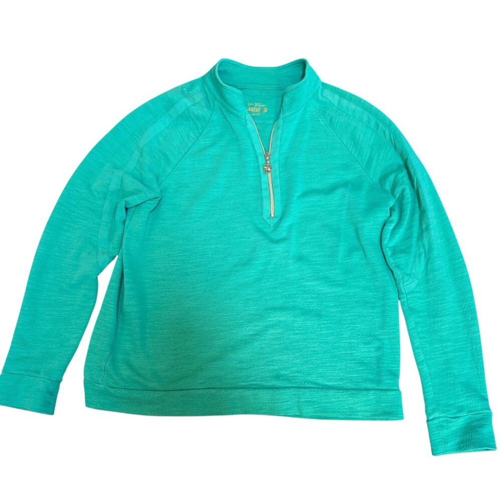 SOLD-Lilly Pulitzer Luxletic Green Ashlee Half Zip Pullover, Large